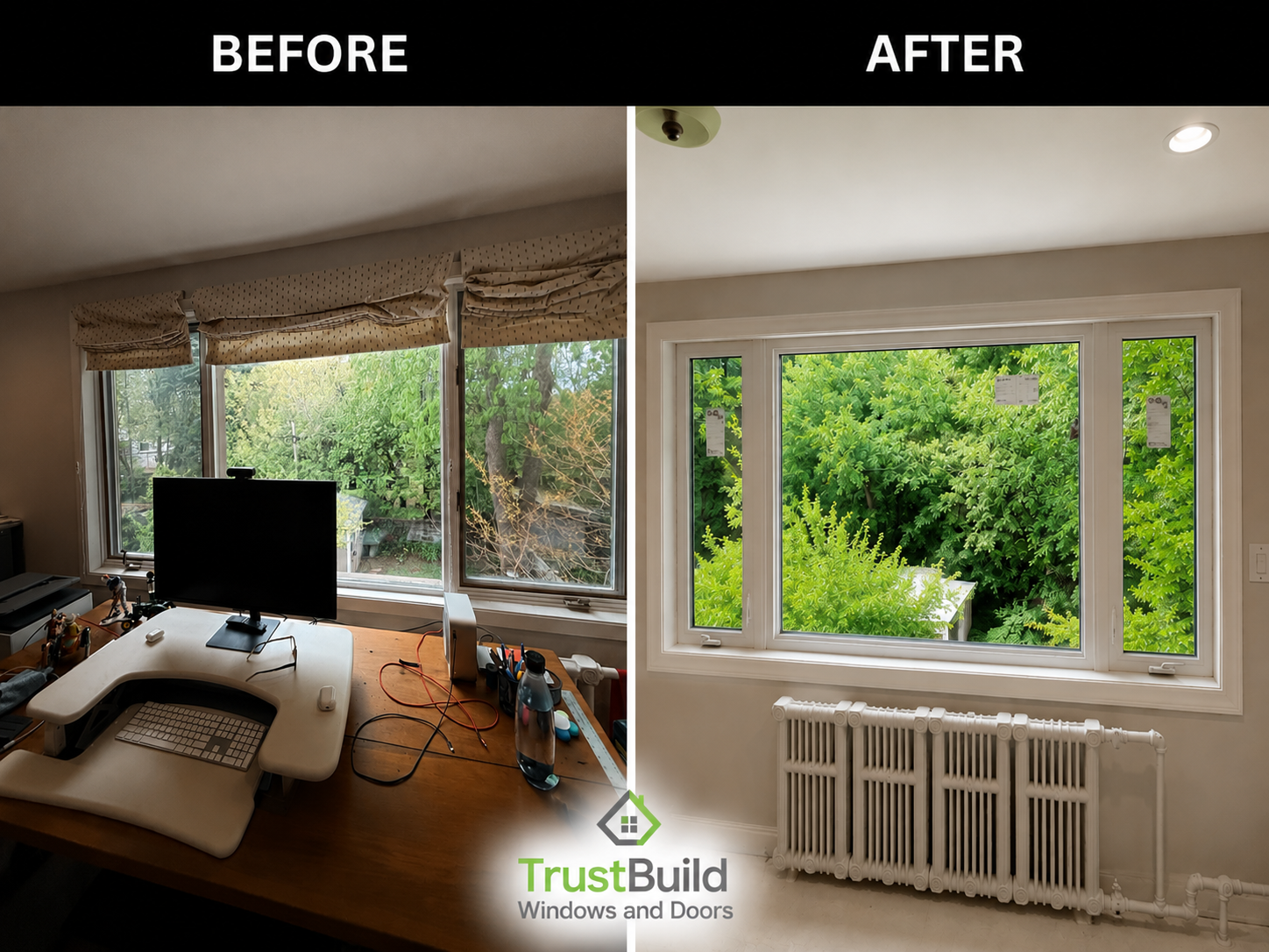 A Dated Wood Window in a Toronto Home Office, Rebuilt Stud to Stud