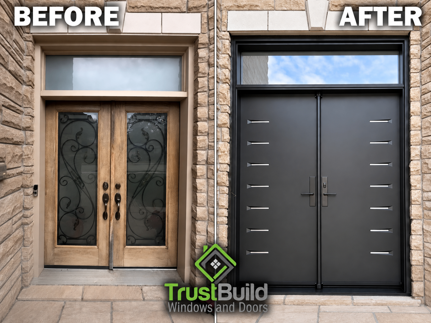 A Steel Double Door Entry in North York, One Colour, Inside and Out