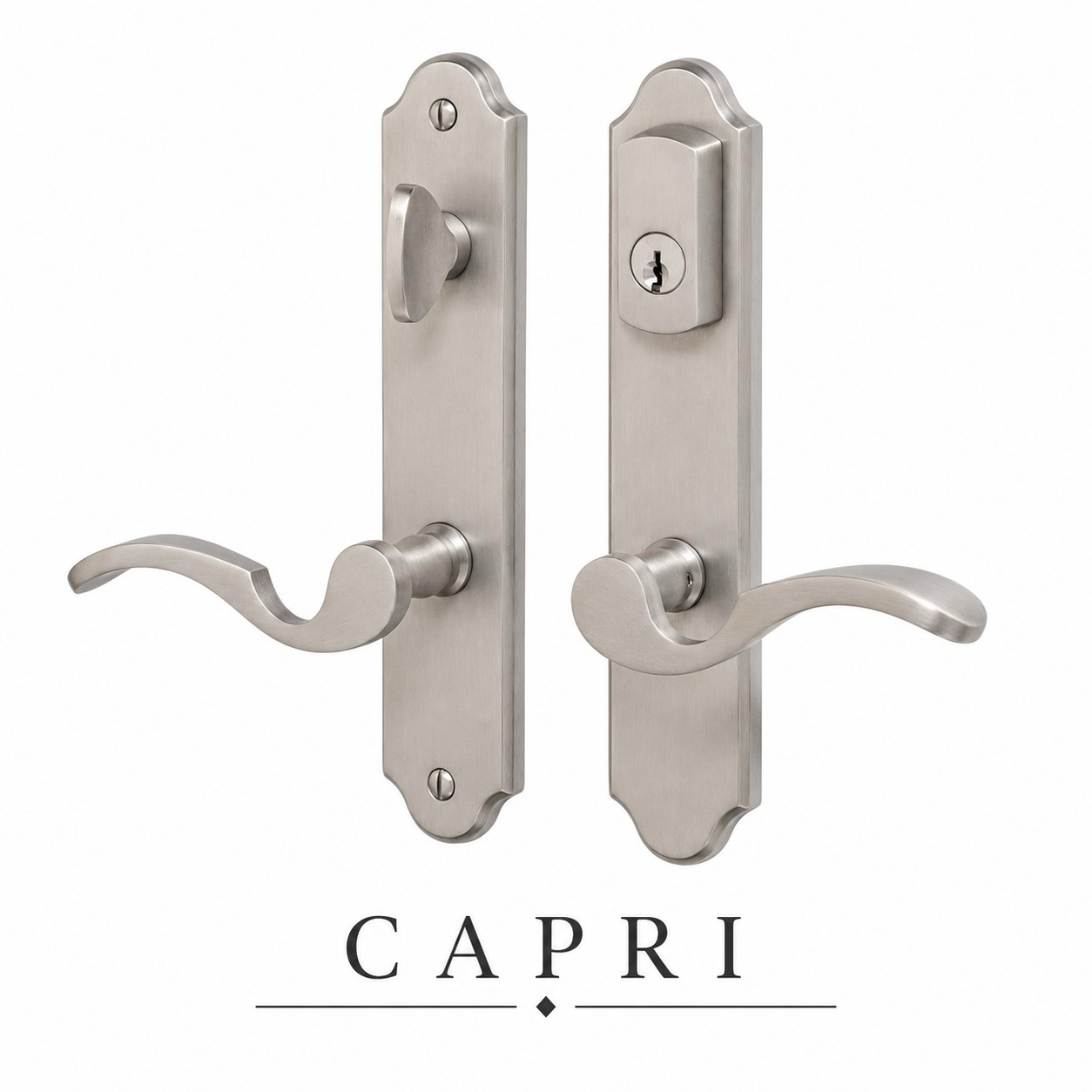 Ferco Capri handle set in satin nickel for entry doors
