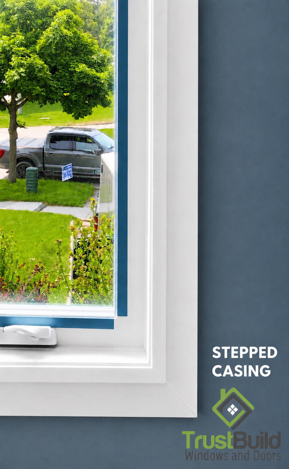 Stepped casing profile detail from a Trust Build interior window finish