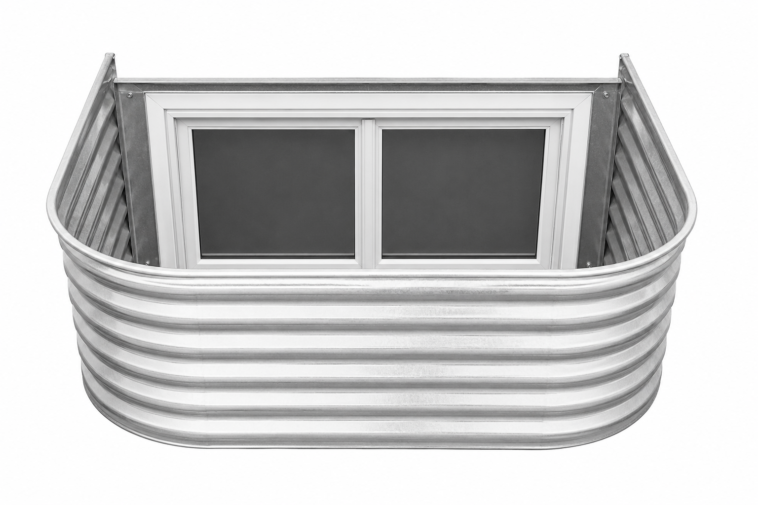 Galvanized steel window well around a basement egress window — Ontario installation